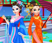 game Elsa And Anna Chinese Dressup