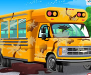 game School Bus Car Wash Game