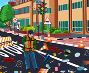 game Sanitation Worker Cleaning Road